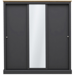 Devon 3 Door Charcoal Sliding Wardrobe - thumbnail 2