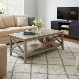 Premier Housewares Heritage Natural Wash Single Shelf Wooden Rectangular Coffee Table - thumbnail 3