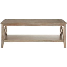 Premier Housewares Heritage Natural Wash Single Shelf Wooden Rectangular Coffee Table - thumbnail 2