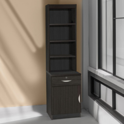 R White Cabinets Black Single Door Single Drawer 4 Shelf Cupboard with Hutch - thumbnail 1