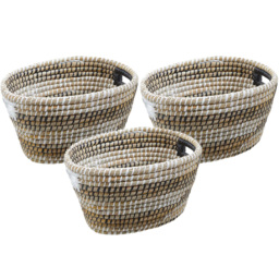 Premier Housewares Oval Straw Baskets 3 Pack