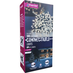 Premier Mains Powered 100 Warm White LED Static Black Cable String Light 8m - thumbnail 2