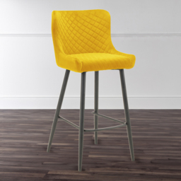 Julian Bowen Luxe Mustard Velvet Bar Stool