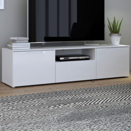 Florence Sienna Single Shelf Single Drawer 2 Door White High Gloss TV Unit