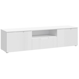 Florence Sienna Single Shelf Single Drawer 2 Door White High Gloss TV Unit - thumbnail 2