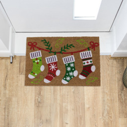 JVL 40 x 58cm Latex Backed Coir Stockings Entrance Doormat - thumbnail 2