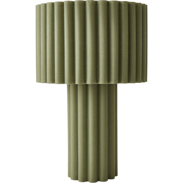 ValueLights Lenny Moss Green Drum Shade Ribbed Full Fabric LED Table Lamp - image 1
