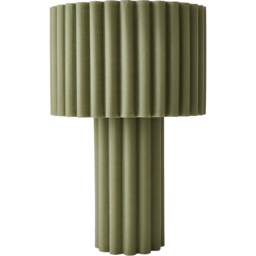 ValueLights Lenny Moss Green Drum Shade Ribbed Full Fabric LED Table Lamp