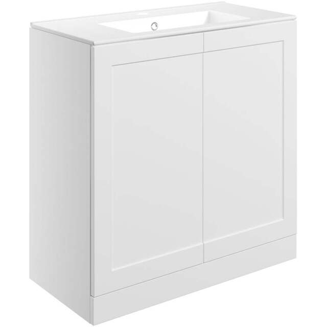 Bathstore Byron 2 Door White Shaker Floor Standing Basin Unit 815mm - image 1