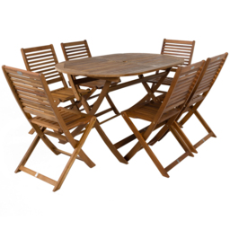 Charles Bentley Acacia 6 Seater Oval Dining Set - thumbnail 2