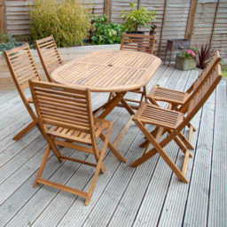 Charles Bentley Acacia 6 Seater Oval Dining Set - thumbnail 1
