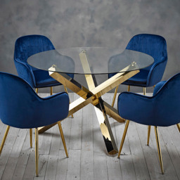 Capri 4 Seater Glass Dining Table Gold
