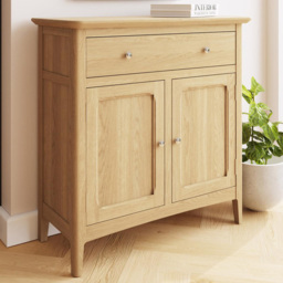 FWStyle Natural Oak Ash Veneer 2 Door 1 Drawer Sideboard