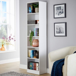 Home Source Clara White 6 Shelf Narrow Storage Bookcase - thumbnail 1