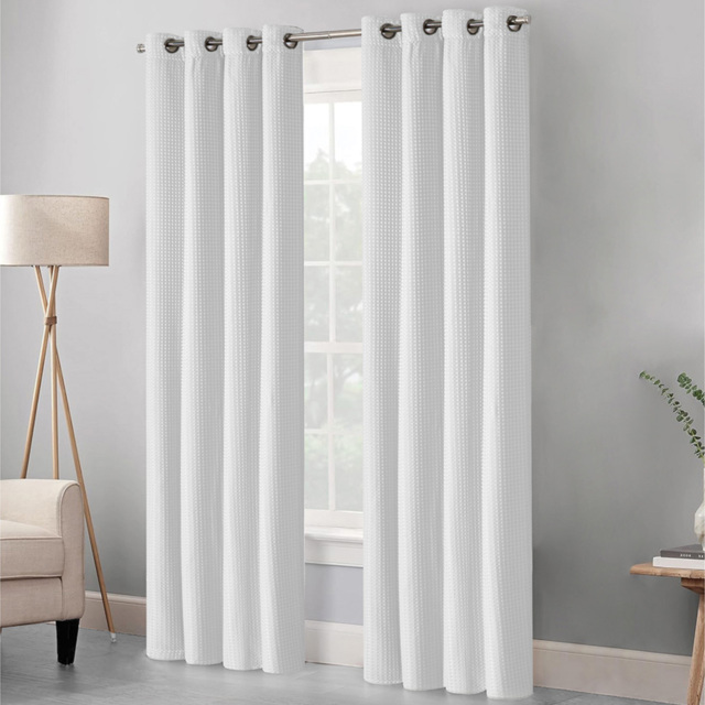 Velosso Waffle White Blackout Curtains 137 x 168cm - image 1