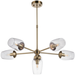 Merano Livorno Clear Glass Antique Brass Plate Multi Arm Pendant Ceiling Light