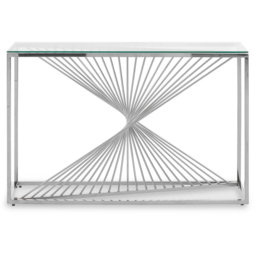 Premier Housewares Glass Top Console Table with Silver Frame - thumbnail 2