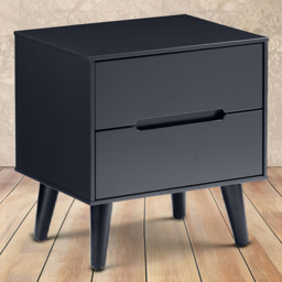 Julian Bowen Alicia 2 Drawer Matt Anthracite Bedside Table - thumbnail 1