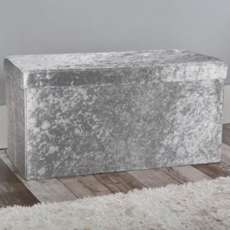 Seville Silver Crushed Velvet Ottoman and Storage Trunk - thumbnail 1
