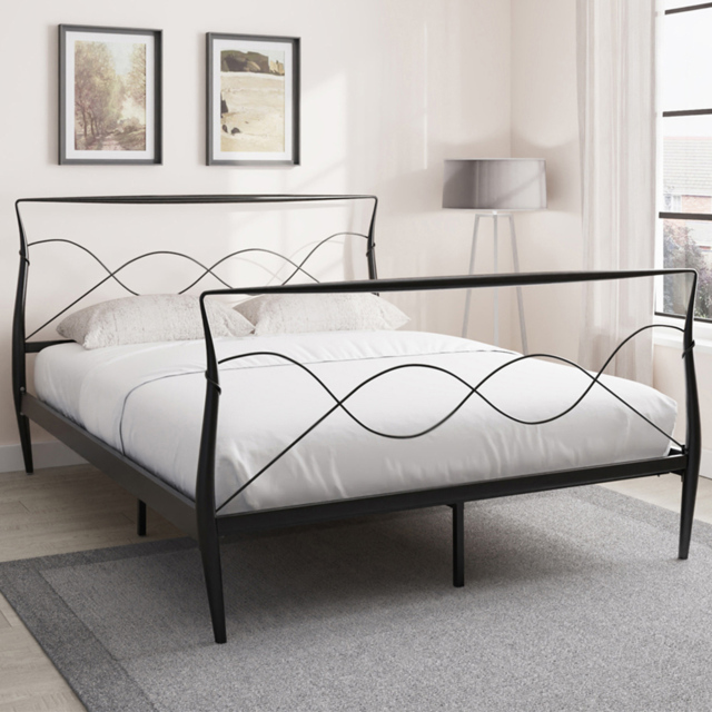 GFW Rimini Black King Size Metal Bed Frame - image 1
