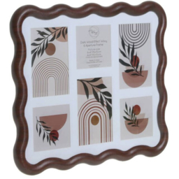 Dark Wood Effect Wavy 6 Aperture Frame Brown - thumbnail 3