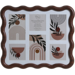 Dark Wood Effect Wavy 6 Aperture Frame Brown - thumbnail 1