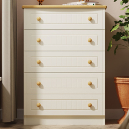 Crowndale Warwick Cream Ash and Oak 5 Drawer Chest of Drawers