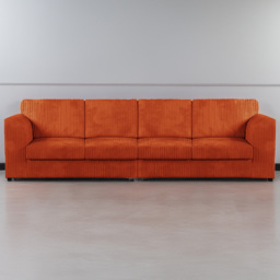 Luxor 4 Seater Orange Jumbo Cord Long Sofa with Full Back