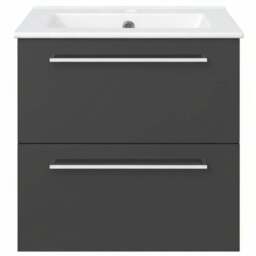 Bathstore Milford 2 Door Anthracite Wall Hung Basin Unit 510mm - thumbnail 4