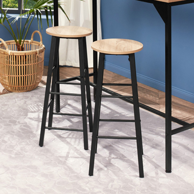 tectake Keynes Light Wood Oak Sonoma Bar Stool Set of 2 - image 1