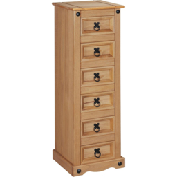 Mews Corona 6 Drawer Waxed Pine Narrow Chest of Drawers - thumbnail 3