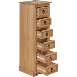 Mews Corona 6 Drawer Waxed Pine Narrow Chest of Drawers - thumbnail 2