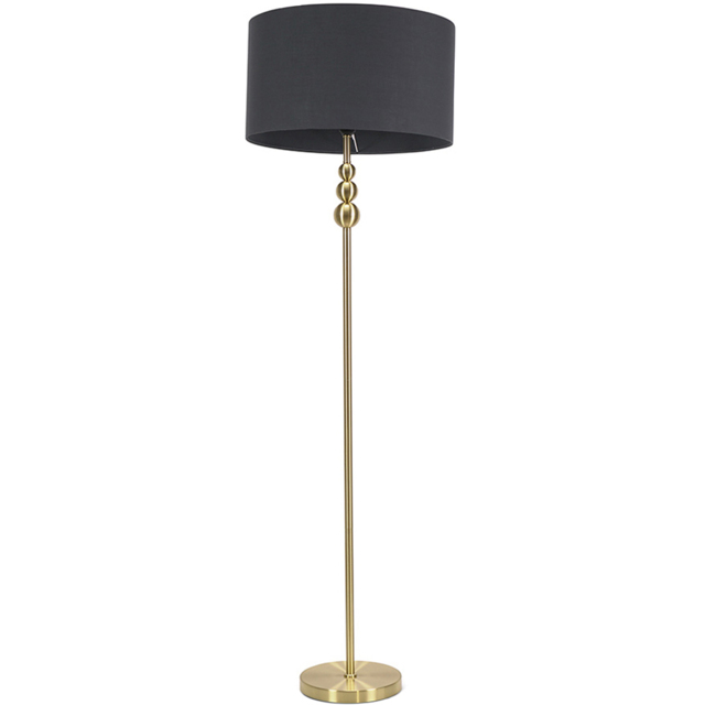 ValueLights Marissa Charcoal Grey Shade Gold Ball LED Floor Lamp - image 1