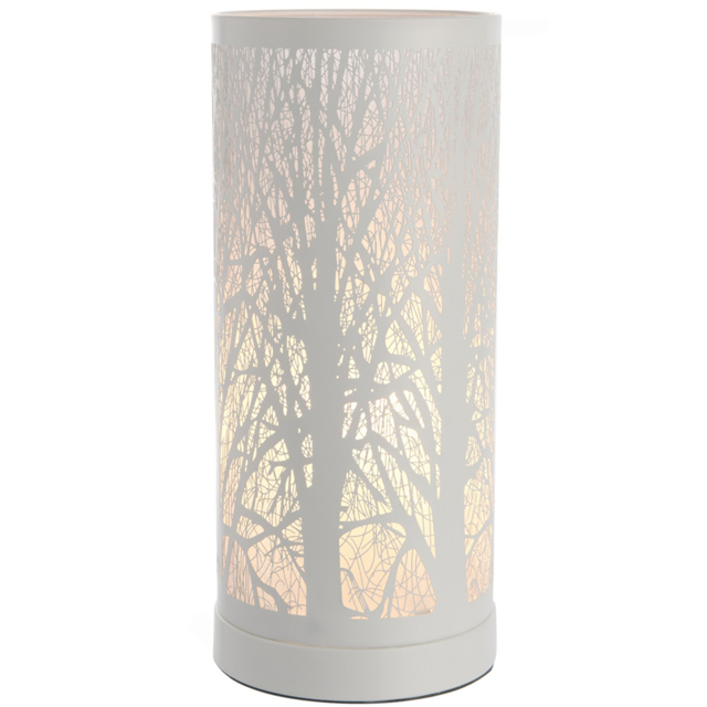 White Tree Forest Scene Touch Pad Cylinder Table Lamp - image 1