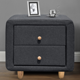 Brooklyn 2 Drawer Grey and Oak Linen Bedside Table - thumbnail 1