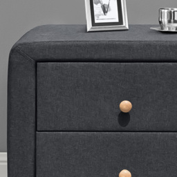 Brooklyn 2 Drawer Grey and Oak Linen Bedside Table - thumbnail 2
