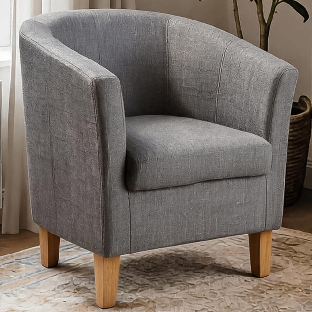 Home Source Bedford Light Grey Small Padded Tub Armchair - image 1