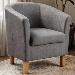 Home Source Bedford Light Grey Small Padded Tub Armchair - thumbnail 1