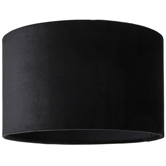 ValueLights Reni Black Velvet Drum Ceiling Lamp Shade 25cm - image 1