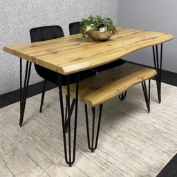 Kosy Koala 4 Seater Velvet Wooden Dining Set with Bench Black