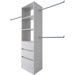 Spacepro 3 Drawer Single Hanger Bar Dove Grey Tower Unit 600mm - thumbnail 1