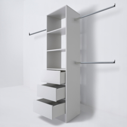 Spacepro 3 Drawer Single Hanger Bar Dove Grey Tower Unit 600mm - thumbnail 3