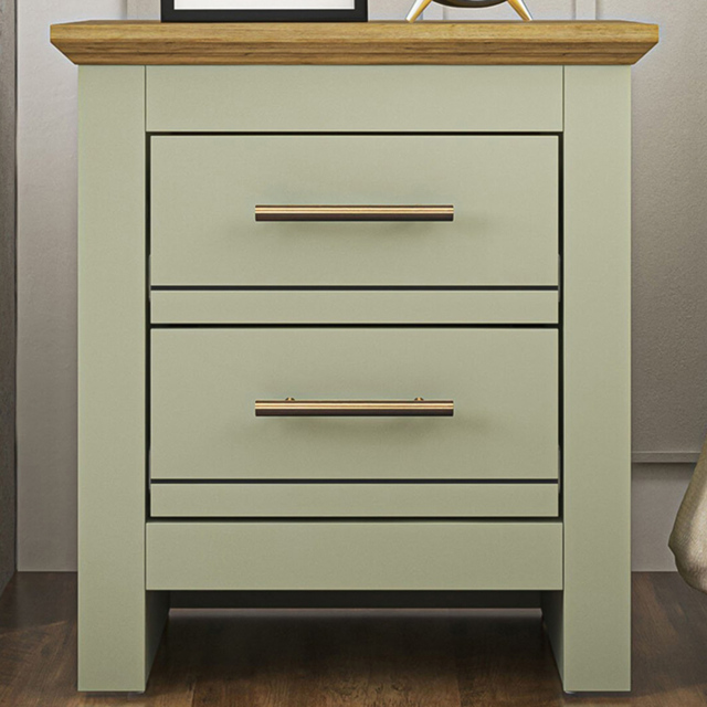 Bexley Sage Green 2 Drawer Bedside Table - image 1
