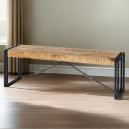 Brooklyn Carnaby 2 Seater Industrial Metal and Wood Bench