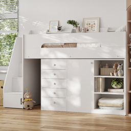 Flair Stepaside White Wooden High Sleeper with Storage Station - thumbnail 1