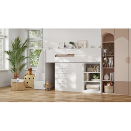 Flair Stepaside White Wooden High Sleeper with Storage Station - thumbnail 3