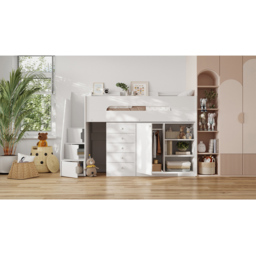 Flair Stepaside White Wooden High Sleeper with Storage Station - thumbnail 2