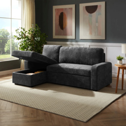 Artemis Home Coeburn 3 Seater Dark Grey Textured Fabric Reversible Corner Sofa Bed with Storage - thumbnail 2