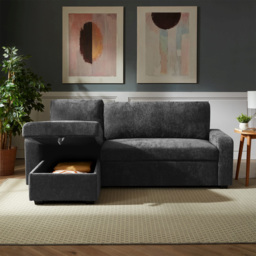 Artemis Home Coeburn 3 Seater Dark Grey Textured Fabric Reversible Corner Sofa Bed with Storage - thumbnail 3