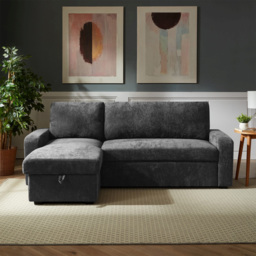 Artemis Home Coeburn 3 Seater Dark Grey Textured Fabric Reversible Corner Sofa Bed with Storage - thumbnail 4